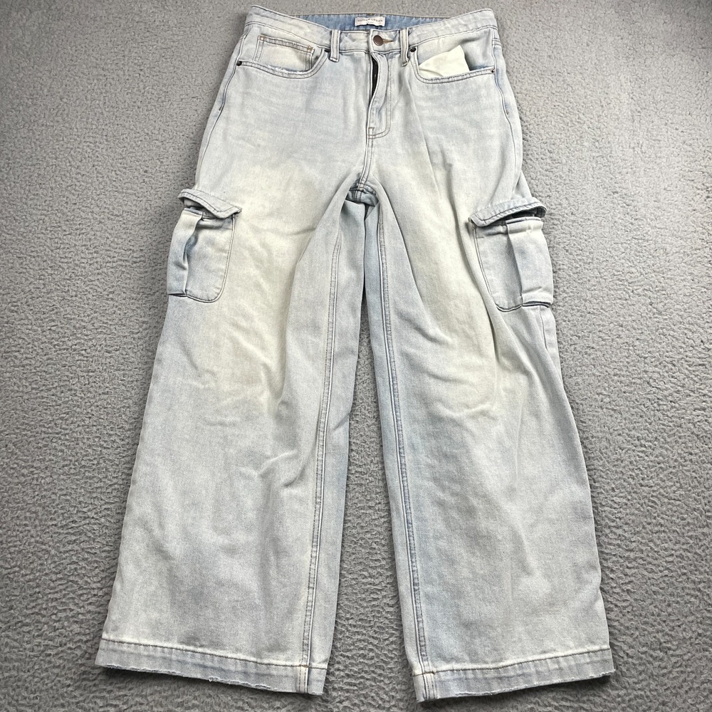 Oliver Logan Jeans Women's 28 Madison Wide Leg Cargo Light Wash Slow Denim